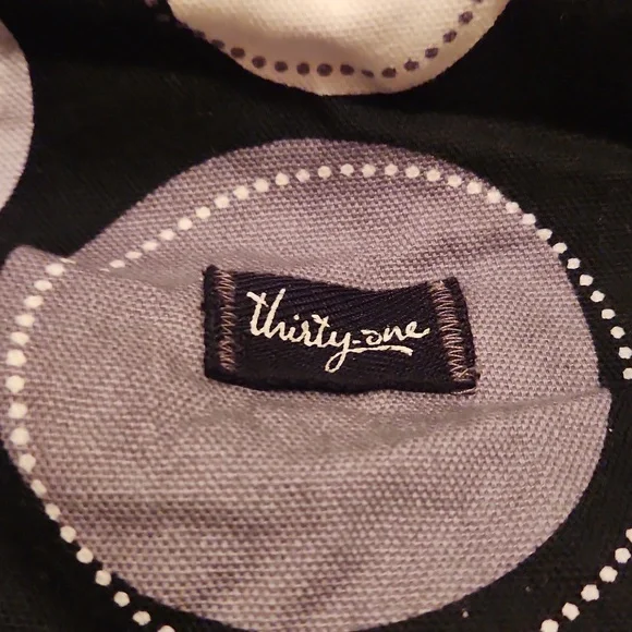 Thirty-One Polka Dot Tote Bag - Black and Gray Large Tote - Picture 3 of 13